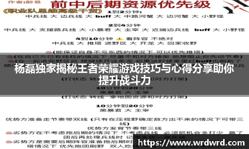 杨磊独家揭秘王者荣耀游戏技巧与心得分享助你提升战斗力